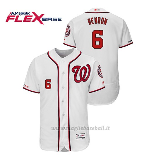 Maglia Baseball Uomo Washington Nationals Anthony Rendon 150th Aniversario Patch Flex Base Bianco